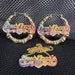 Rainbow Heart Underline Set, Rainbow Name Earrings, Name Bamboos, Heart Underline Earrings, Nameplate Earrings, Name Plate Necklace 