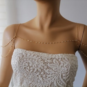 CZ Bezel Shoulders Chain,18k gold plated Body chain,multiple crystal stone bridal necklace,Layered Body Chain Bralette,Shoulder jewelry