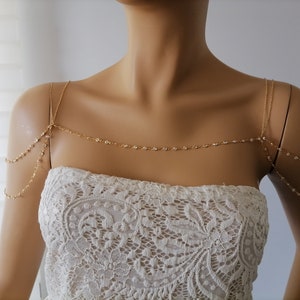 CZ Bezel Shoulders Chain,18k gold plated Body chain,multiple crystal stone bridal necklace,Layered Body Chain Bralette,Shoulder jewelry