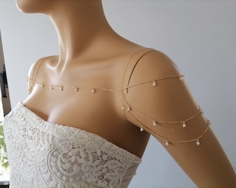 Schultern Kette, Körperschmuck, Schultern Perlen Kette, Körperkette, Layered Körperkette Bralette, Schulterschmuck