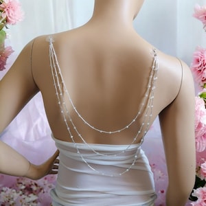 Bridal Back Necklace,Backdrop Necklace For Wedding Dress,Shoulder Accessories,Bridal Back Chain Wedding Necklace,Bridal Jewelery, Silver