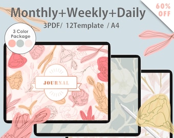 50% Off 3 color package |Nature Plants | Digital Planner | Monthly | Weekly |Daily Goal planner |habit tracker |memo |undated Daily planner