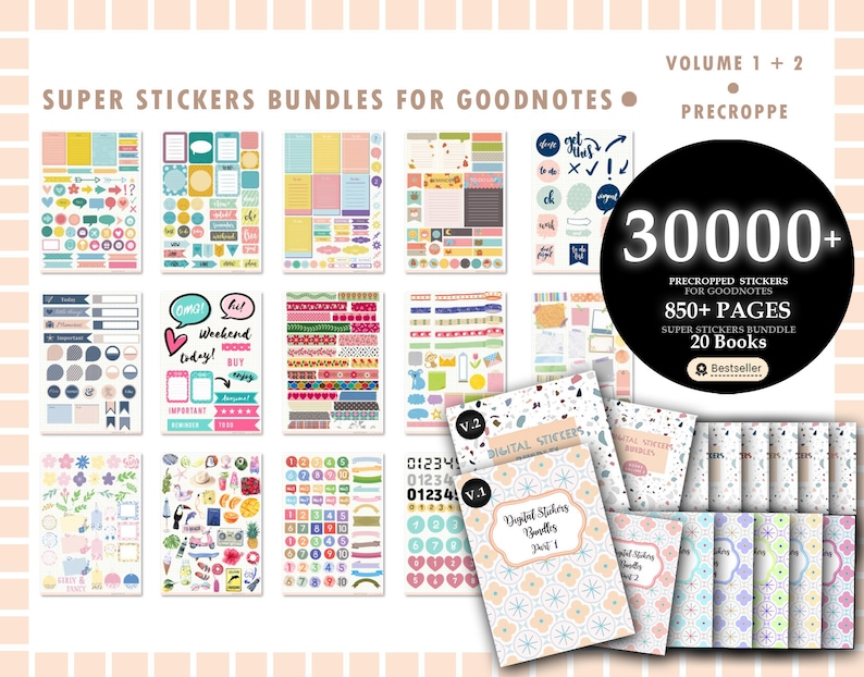 30000 Pre-cropped Digital Planner Stickers Super Bundle 2024 Planner 20 Digital Books Goodnotes Planner Digital Stickers image 3