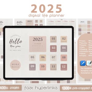 2025 Digital Life Planner |Pre-Cropped Stricker book 1300+ Fast hyperlinks