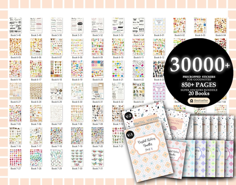 30000 Pre-cropped Digital Planner Stickers Super Bundle 2024 Planner 20 Digital Books Goodnotes Planner Digital Stickers image 9