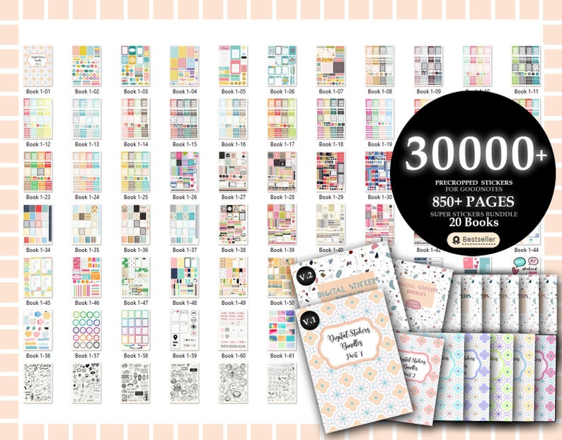 30000 Pre-cropped Digital Planner Stickers Super Bundle 2024 Planner 20 Digital Books Goodnotes Planner Digital Stickers image 5
