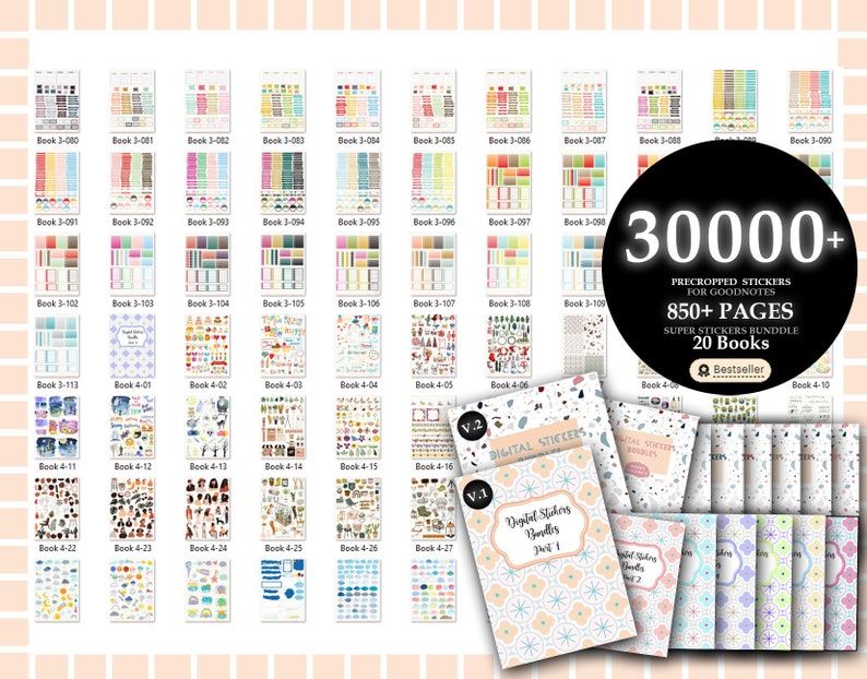 30000 Pre-cropped Digital Planner Stickers Super Bundle 2024 Planner 20 Digital Books Goodnotes Planner Digital Stickers image 7