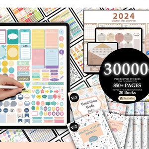 30000 Pre-cropped Digital Planner Stickers Super Bundle 2024 Planner 20 Digital Books Goodnotes Planner Digital Stickers image 1