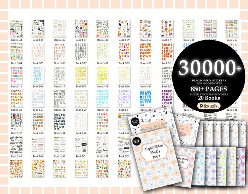 30000 Pre-cropped Digital Planner Stickers Super Bundle 2024 Planner 20 Digital Books Goodnotes Planner Digital Stickers image 8