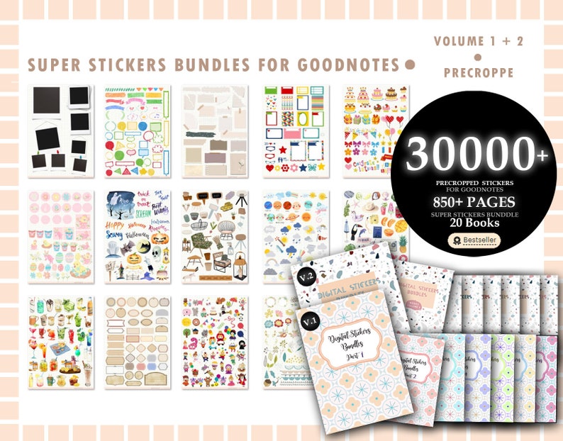 30000 Pre-cropped Digital Planner Stickers Super Bundle 2024 Planner 20 Digital Books Goodnotes Planner Digital Stickers image 4