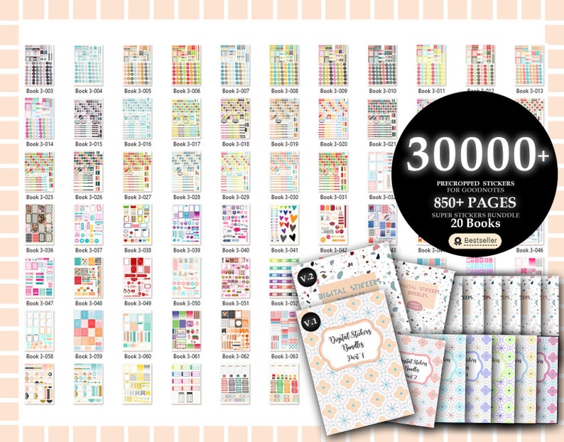 30000 Pre-cropped Digital Planner Stickers Super Bundle 2024 Planner 20 Digital Books Goodnotes Planner Digital Stickers image 10