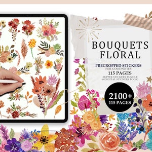 2100+ Botanical Floral |Pre-cropped Digital Planner Stickers Super Bundle |Goodnotes Planner Digital Stickers | Journal Stickers |