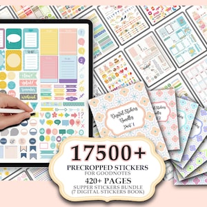 17500+  Pre-cropped Digital Planner Stickers Super Bundle | 7 Digital Book |Goodnotes Planner Digital Stickers | Journal Stickers |