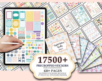 17500+  Pre-cropped Digital Planner Stickers Super Bundle | 7 Digital Book |Goodnotes Planner Digital Stickers | Journal Stickers |