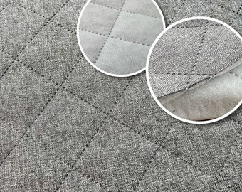 Quilted fabric - quilted outdoor fabric (Moscow) for decoration, bags, dogs & cats, furniture and upholstery fabric, fast delivery - light gray