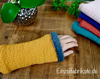 Exklusive !!! Baumwoll-Plüsch!!! Armstulpen , handgefertigt viele Farben - super weich und hochwertig.