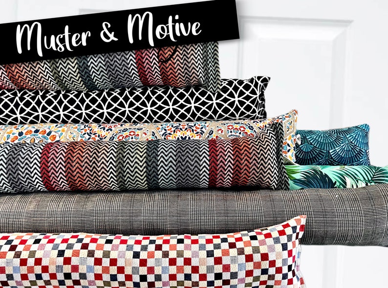 Draft excluder 30 MOTIVES & designs all sizes very HIGH QUALITY fabrics Draft excluder or roller for windows and/or doors image 1