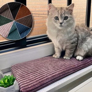 Hochwertige Katzen Fensterbankliege, MASSGEFERTIGT aus Cord 30 Farben wählbar. Kuschelige Katzenliege, Handmade für die Fensterbank. zdjęcie 1