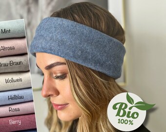 BIO Fleece Stirnband für Damen-  gerade - kuscheliges und warmes Stirnband in vielen Farben . Bio und GOTS Qualität