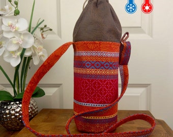 Beverage bag for hanging THERMO -MANY MOTIFS up to 2 liter bottles insulated Festival bag, beverage bag with strap as bottle bag