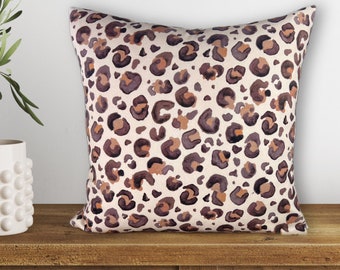 Beige leo print pillow, very high quality, decorative pillow-CUSTOM MADE, many sizes. Unusual design, hand-sewn