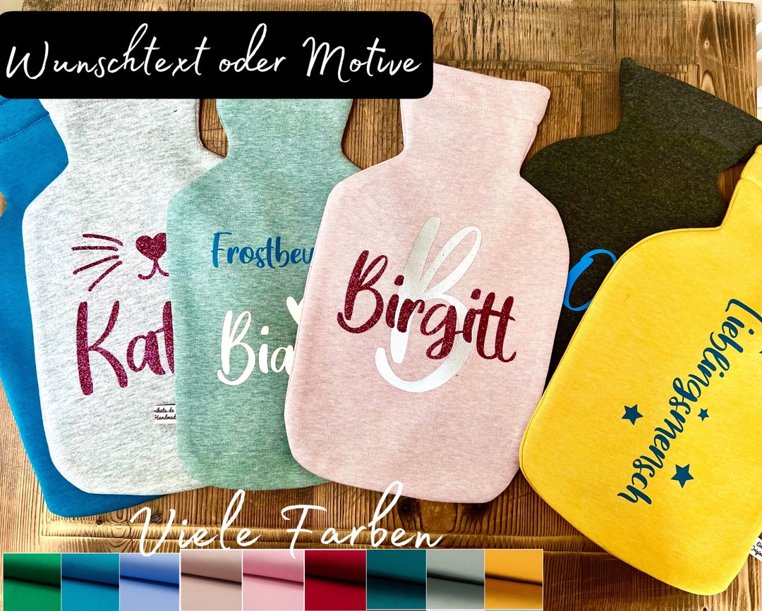 Wärmflasche vielen Farben MOTIVE & Sprüche handgenäht. Mit Etsy.de