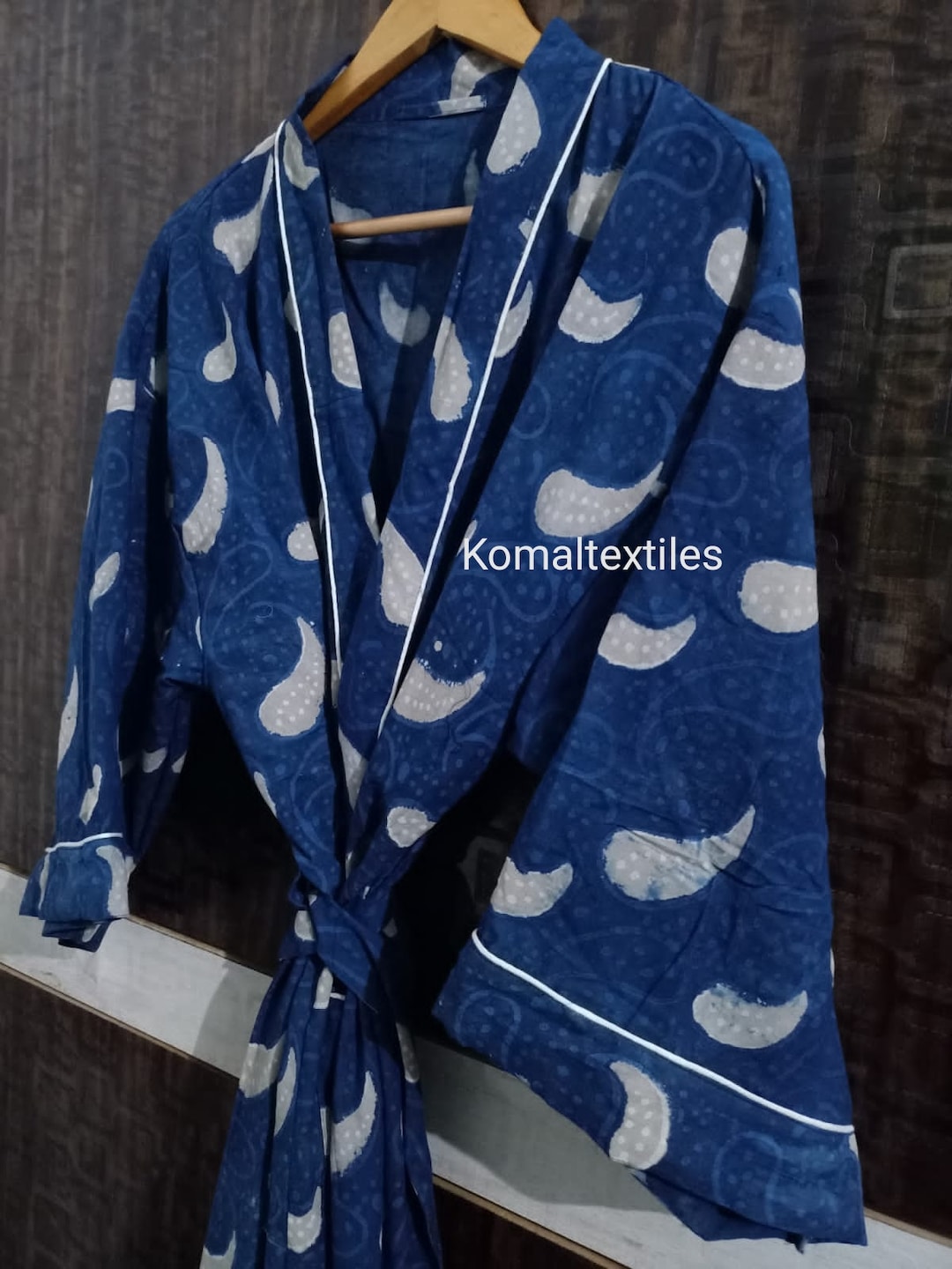 Indigo Print Indian Kimono Robes Japanese Kimono Bridesman Robes Kimono