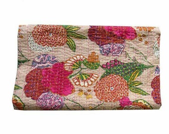 Fruit print Kantha quilt bedspread blanket coverlet perfect bed matching bedcover size multi