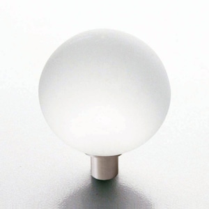 May include: A frosted glass cabinet knob with a silver metal base.