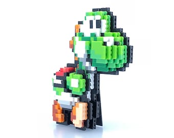 SNES Bead Sprite Standup Pixel Art Yoshi 3D Perler Bead Figure Retro Super Mario World Yoshi/'s Island Inspired Video Game