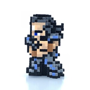 Cyan Figure 3D Standup - Final Fantasy VI 6 Inspired - Pixel Art - Perler Bead - Bead Sprite - SNES - Video Game