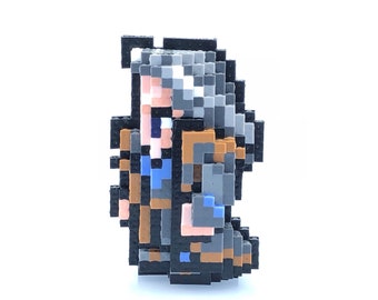 Setzer Bead Sprite Figure - 3D Standup - Final Fantasy VI 6 3 Inspired - Perler Bead - Pixel Art - SNES - Video Game