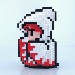 White Mage 3D Perler Figure - Final Fantasy Inspired - Perler Bead - Bead Sprite - Standup - Pixel Art - NES - Video Game