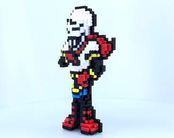 Papyrus Figure - Undertale - Deltarune - 3D Perler Bead Sprite - 3D Pixel Art