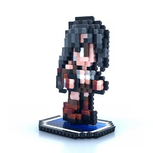 Final Fantasy Tifa Figure 3D Standup - Final Fantasy VII 7 - 3D Perler Bead Figure - 3D Bead Sprite - Pixel Art - Video Game