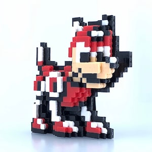 Rush 3D Figure - Megaman 3 Inspired - Rockman - Perler Bead - Bead Sprite - Pixel Art - Standee - SNES - Video Game - Robot - Dog