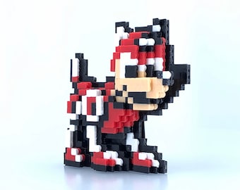 Rush 3D Figure - Megaman 3 Inspired - Rockman - Perler Bead - Bead Sprite - Pixel Art - Standee - SNES - Video Game - Robot - Dog