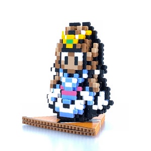 Zelda Figure with Triforce Base - Legend of Zelda Link to the Past Inspired - Perler Bead - Bead Sprite - Pixel Art - SNES - Video Game