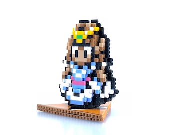 Zelda Figure with Triforce Base - Legend of Zelda Link to the Past Inspired - Perler Bead - Bead Sprite - Pixel Art - SNES - Video Game