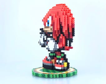 Knuckles 3D Figure - Sonic the Hedgehog Inspired - Sculpture - Perler Bead - Bead Sprite - Pixel Art - Genesis - Video Game