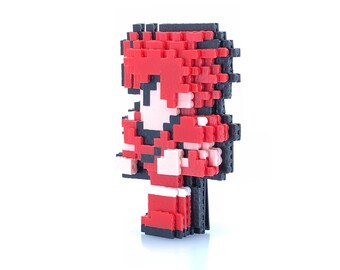 Fighter 3D Perler Figure - Final Fantasy Inspired - Warrior of Light - Perler Bead - Bead Sprite - Standup - Pixel Art - NES - Video Game