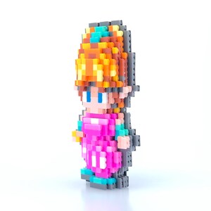 Primm Sprite 3D Figure Standup - Girl - Secret of Mana Seiken Densetsu II Inspired - Perler Bead - Pixel Art - Bead Sprite - Video Game