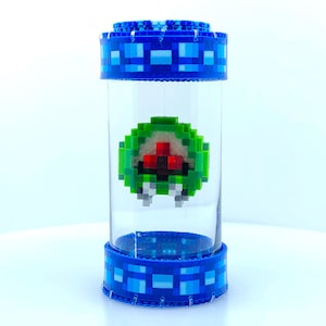 Metroid Capsule - 3D Perler Beads - Super Metroid Inspired - 3D Pixel Art - Perler Bead Sprite - SNES Video Game Lover Gift for Metroid Fan