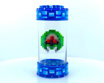 Metroid Capsule - 3D Perler Beads - Super Metroid Inspired - 3D Pixel Art - Perler Bead Sprite - SNES Video Game Lover Gift for Metroid Fan
