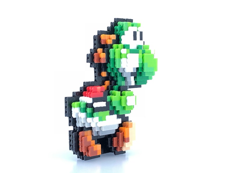 SNES Bead Sprite Standup Pixel Art Yoshi 3D Perler Bead Figure Retro Super Mario World Yoshi/'s Island Inspired Video Game