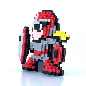 Protoman Perler Bead Figure - 3D Standup - Bead Sprite - Pixel Art - SNES - Video Game