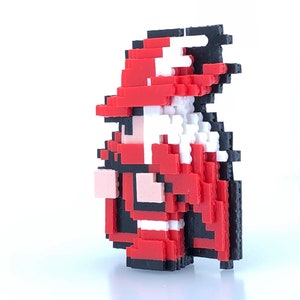 Red Mage Figure 3D - Final Fantasy Inspired - Bead Sprite - Perler Bead - Pixel Art - SNES - Video Game Lover Gift for Final Fantasy Fan