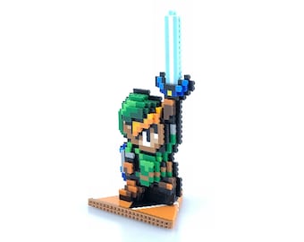Legend of Zelda Link Figure Legend of Zelda Figure Link to the Past 3D Perler Bead Sprite Pixel Art Legend of Zelda Gift for Video Game Fan