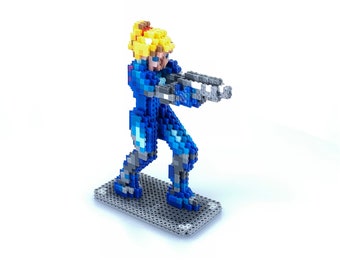 Zero Suit Samus 3D Figure - Super Metroid Inspired - Samus Aran - Perler Bead - Bead Sprite - Pixel Art - SNES - Video Game