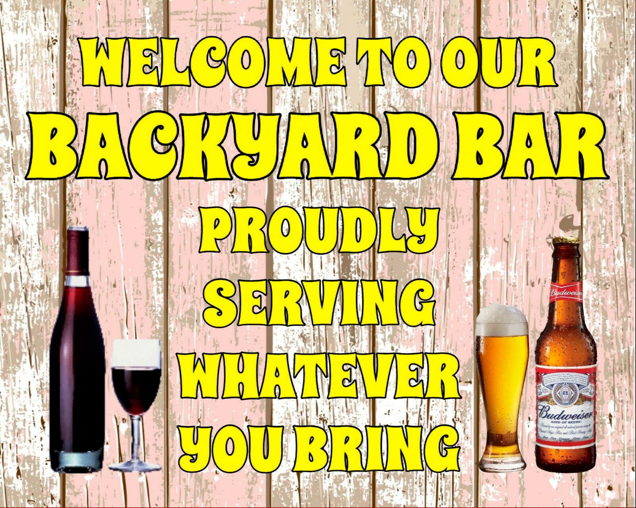 Backyard Bar Funny Metal Beer Sign 2 Sizes Available ideal for Etsy